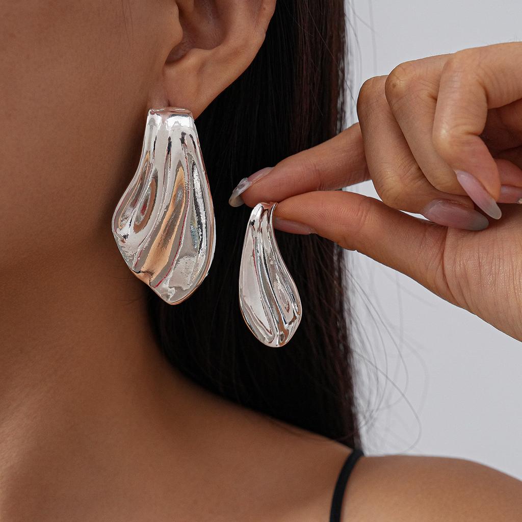 Irregular Geometric Fishtail Silver Needle Earrings Cold Wind Earrings