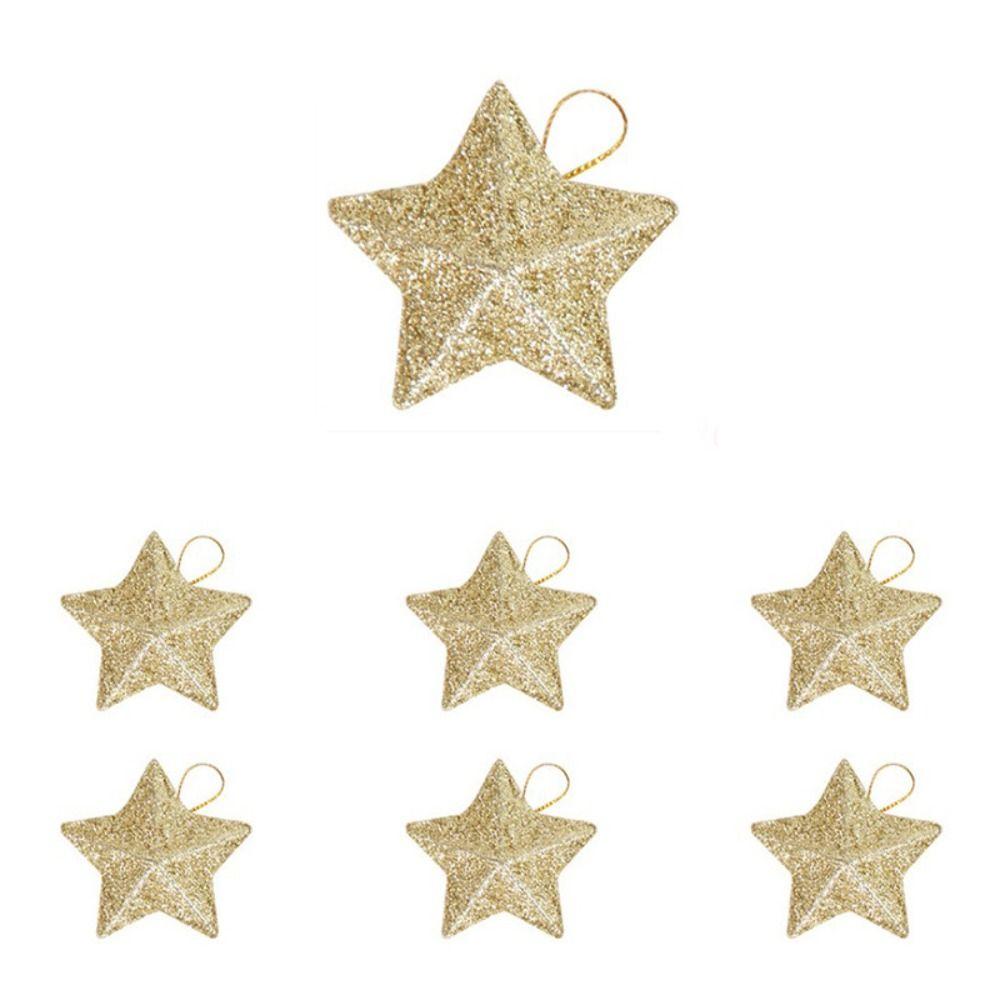6pcs PVC Christmas Tree Star Decoration Decorative Star Hanging Pendant  Holiday