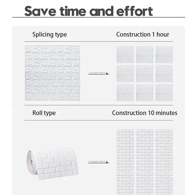 70cmx10m Self-adhesive Wallpaper Decoration Antique Foam Brick Wallpaper Living Room Bedroom Waterproof 3D Wall Sticker