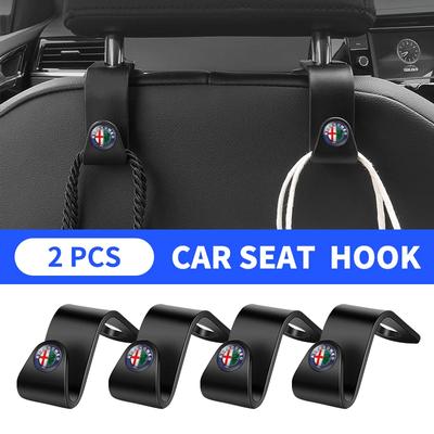 1/2Pcs Car Seat Back Hooks Portable Hanging Bag Rack Accessories For Giulia Stelvio Junior Tonale 33 Stradale 4C Giu