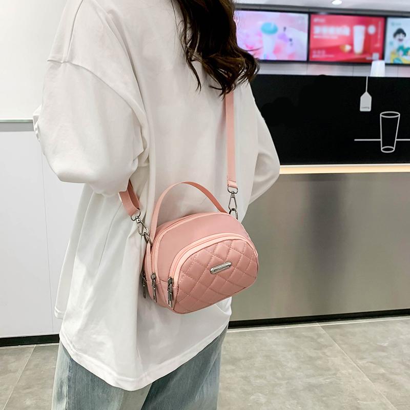 Mini Nylon Crossbody Phone Bag for Women Fashion Grid Pattern Small Shoulder Bag with Coin Purse Zero Wallet
