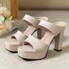 Fashion 2025Summer New Coarse Heel Sandals Women Round Head Open Toe Waterproof Platform Anti-slip Wear-resistant High-heeled Slippers