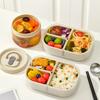 3 Compartment Plastic Bento Lunch Box Kids Students Microwave Safe Removable Portable Sealed Lunch Container For School Picnic