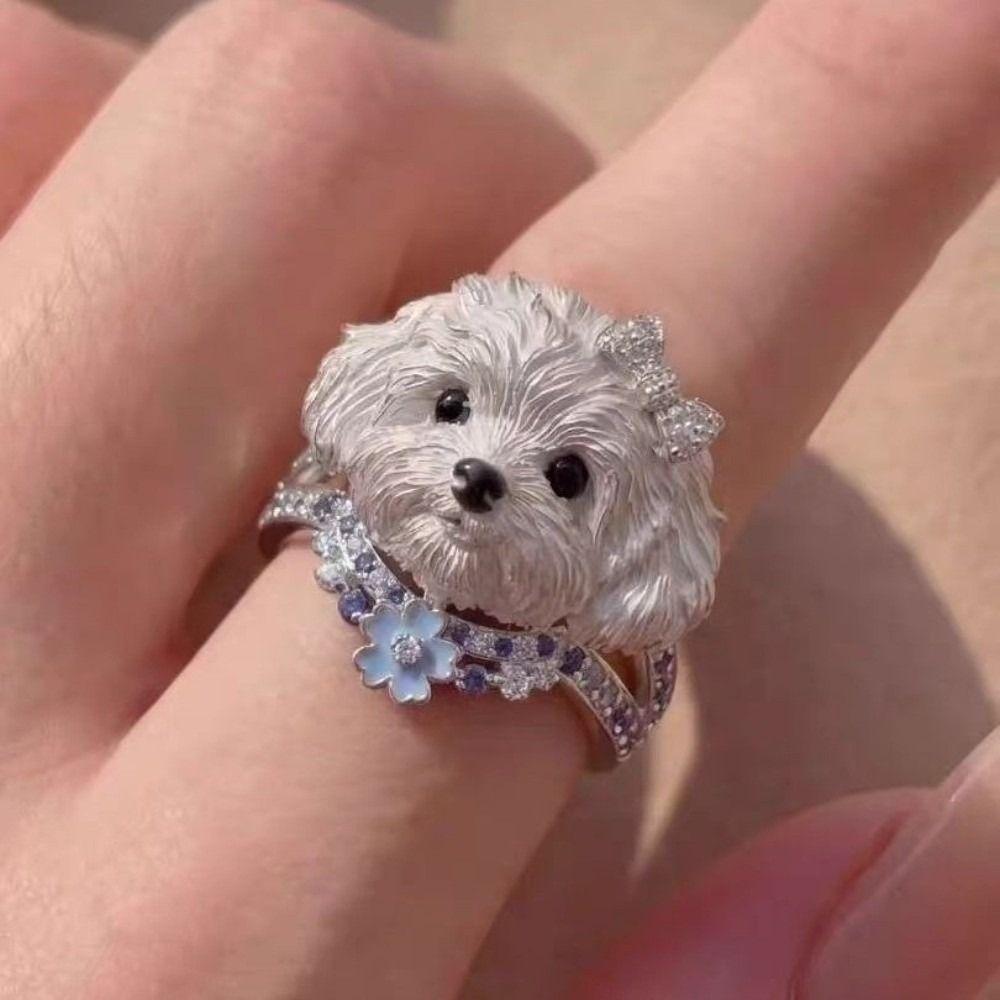 Shiny Finish Open Ring Adjustable Fit Index Finger Ring Dainty Cat Open Ring  Gift for Cat Lovers