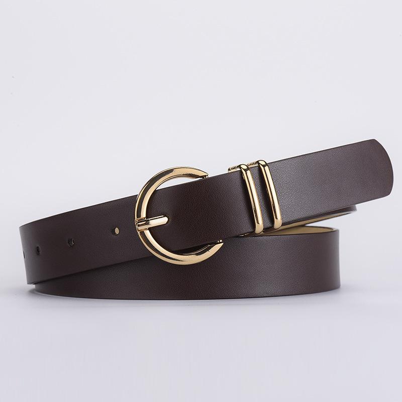 Boutique Pu Women'S Textured Belt, Trendy Bare Body Pin Buckle Decorative Jeans Belt
