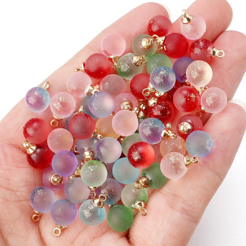 30Pcs Gradient Color Lampwork Beads Charms 8mm Round Glass Beads Pendant for DIY Necklace Earrings Jewelry Making Accessories