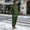 Men's 2 Piece Outfits Knit Jacquard Pullover Sweatshirt Tracksuit & Joggers Sweatpants Sweatsuit Sets with Pockets