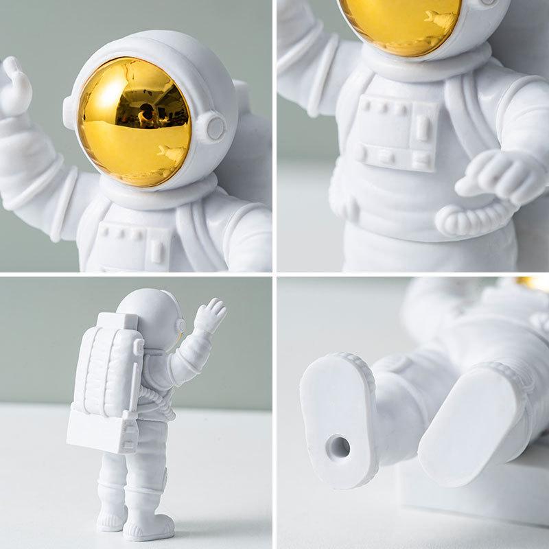 Astronaut Ornament Gelber Mond Umgebungslicht Büro Weinkühler Dekorationen Modernes Astronaut Desktop Ornament Modellierung