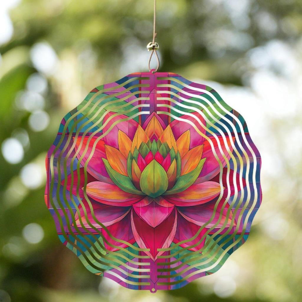10 Inch Bohemian Metal Wind Spinner Chime for Outdoor Garden Decor Rotating Two Way Hanging Gift for Mom Christmas