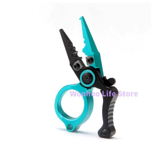 Compact Lockable Fishing Pliers Aluminum Alloy Mini Lure Pliers with Ring Opener And Line Cutter for Saltwater Outdoor Use