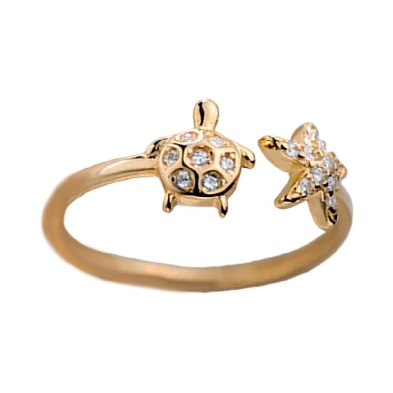 Stylish Sea Turtles And Starfish Designs Ring Trendy Accessory Comfortable Finger Accessories Gift For Women Girls