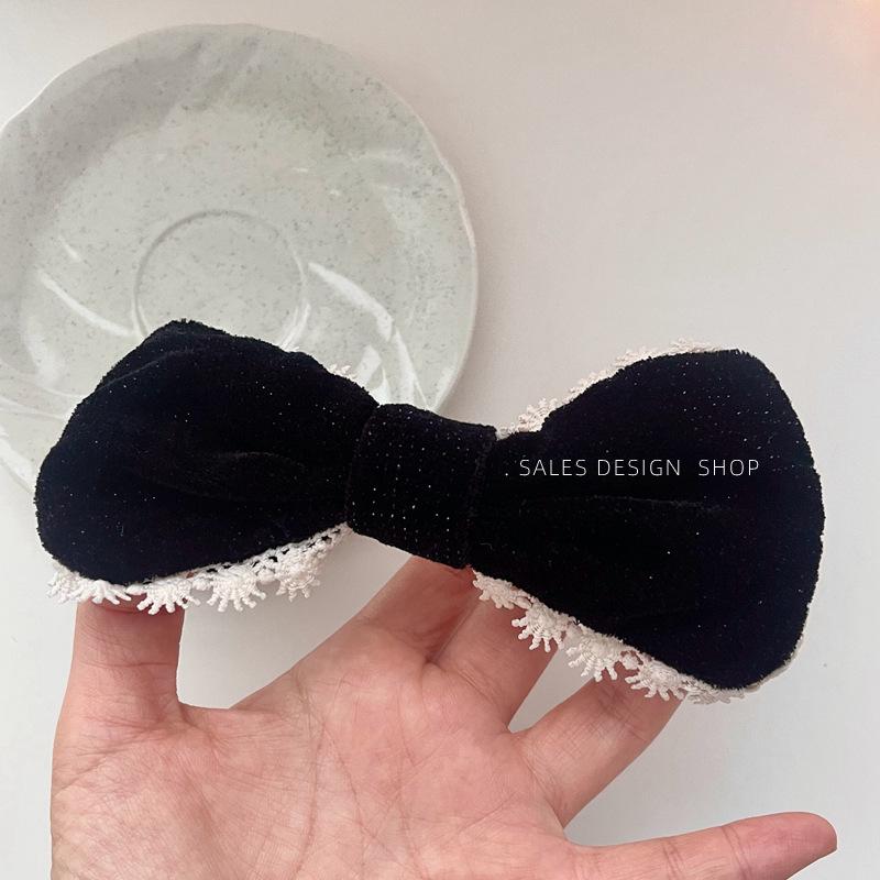 French Court Velvet Lace Bow Hair Clip - Luxurious & Versatile Women s Accessory модель б
