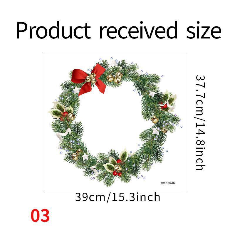 New Christmas Wreath Stickers Santa Claus Glass Window Stickers for Door Wall Decoration Wall Stickers Self-adhesive Home
