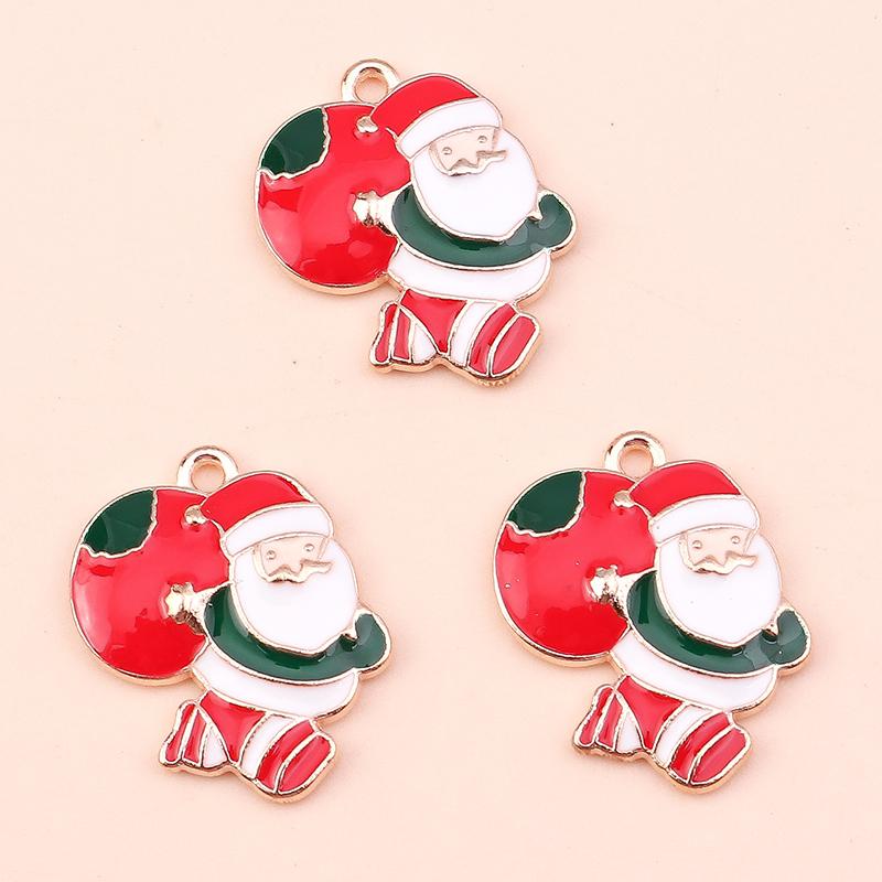 10pcs Enamel Christmas Tree Snowman Pendants Charms for Jewelry Making Earrings Necklace DIY Bracelet Accessories Supplies
