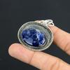 Oval Sodalite Stone Birthday Engagement Boho Pendant Jewelry 925 Sterling Silver