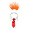 1 Set Porch Goose Outfit Orange Wig with Striped Necktie Funny Lawn Goose Costume Set for 23" or 17" Yard Goose Statue Garden Accessories