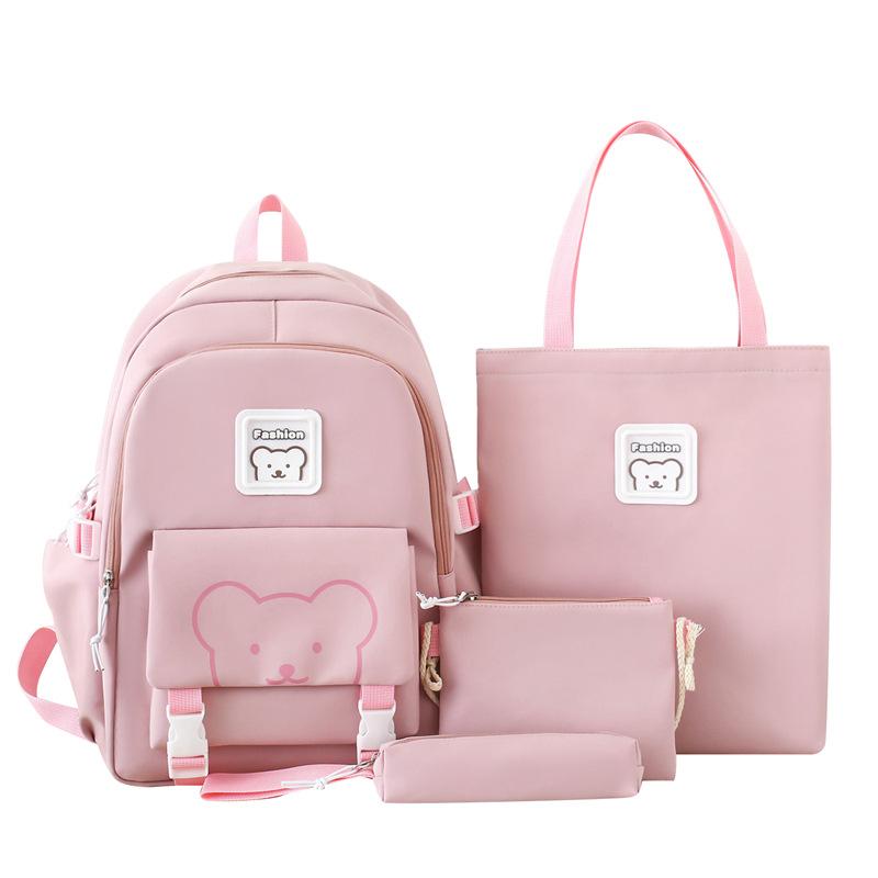 New Backpack Four Piece Student Backpack Simple Large Capacity Backpack for Primary and Secondary School Students