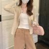 Design sense embroidered twist knitted cardigan female Korean college style sweet outer wear versatile autumn and winter shoulder small top
