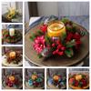 Künstliche Beeren Tannenzapfen Kiefer Weihnachtskranz Partydekoration Tisch Zuhause Kerzenständer Kränze Weihnachten Kerzenkranz