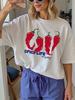 Damen Spicy Life Everyday Letter Chili-Pfeffer-Print T-Shirt Lässiges Rundhals-Oberteil Ganzjahres-Pflanzenmuster-T-Shirt Grafik-T-Shirts