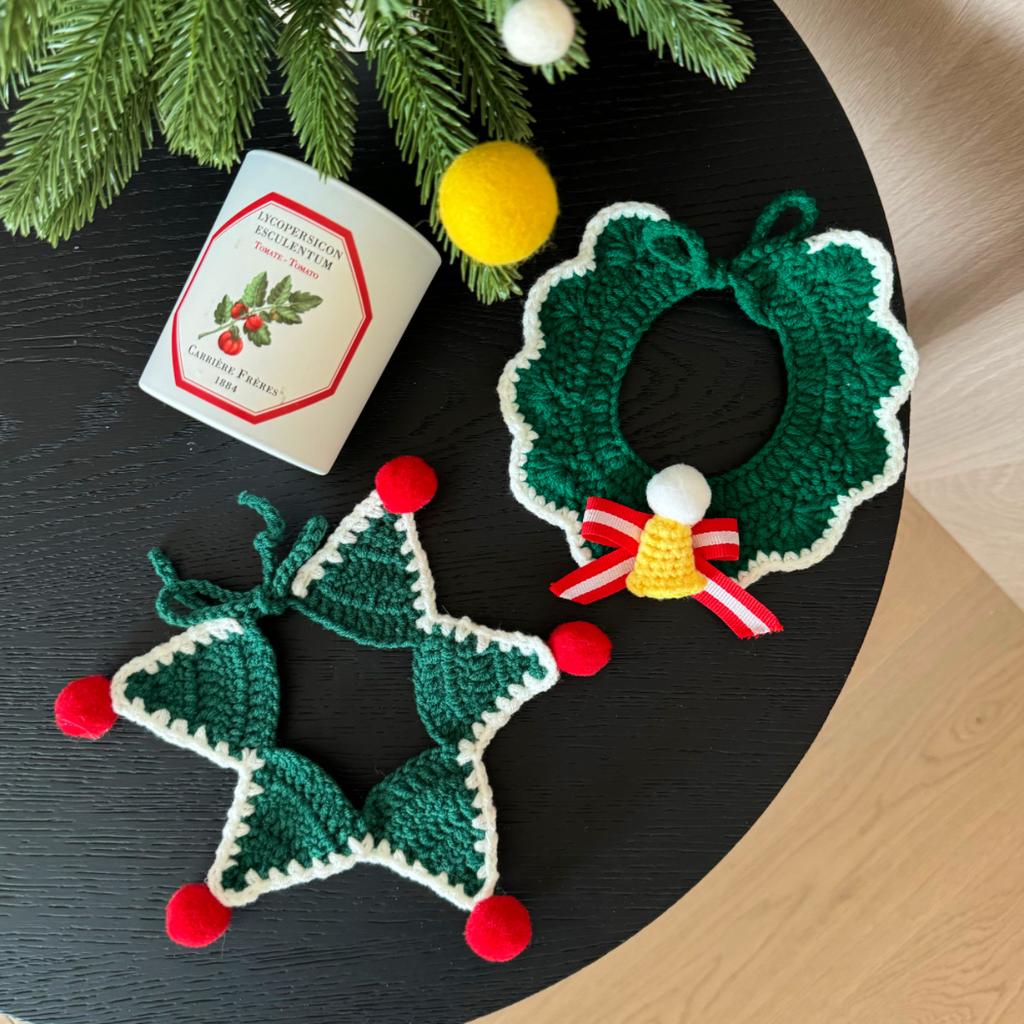 Pet Collars Christmas Pet Necklaces Cats Dogs Bells Reindeer Yarn Woven Scarves Dog Accessories for Small Dogs Puppy