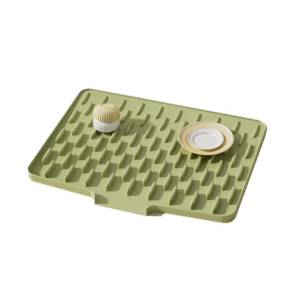 Built-in Drain Design Silicone Sink Mat Non-Slip Fast Drainage Dish Drying Tray Prevents Water Build Up Heat Resistant