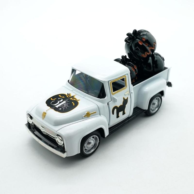 Antique Miniature Haunted Ghostly Truck Ornament Metal Shelf Decors Farmhouses Kitchen Accent For Halloween Enthusiasts