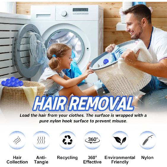 Pet Hair Remover for Laundry, 12 PCS - Reusable Dog & Cat Hair Remover Tool, Effectively Removes Pet Hair, Lint and Dander from Bedding and Clothing,
