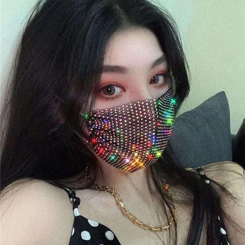Crystal Chain Veil Sparkly Rhinestone Mask Party Nightclub Masquerade Jewelry Veils for Women and Girls