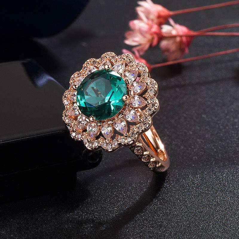 Lindon Classic Copper Alloy Zircon Ring Ladies Jewelry Wedding Promise Party Gift