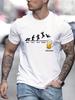 Summer Men's 100% Cotton Casual Size Jumping In Beer Print Round Neck Short Sleeved T-shirt Top
