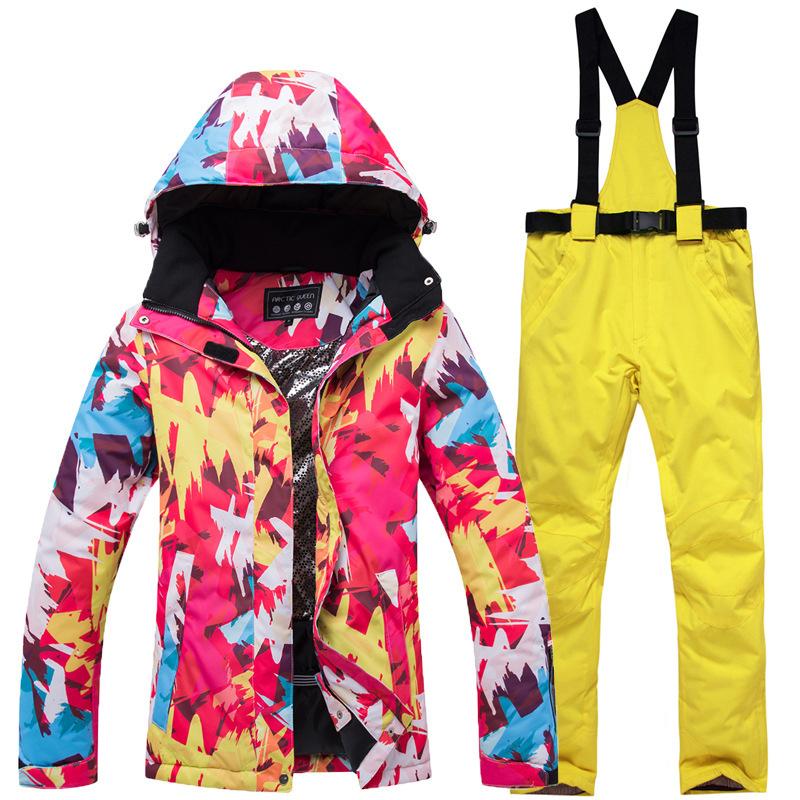 Winter Outdoor Ski Suit, Women's Thermal Snowboard and Snowboard Ski Pants Suit.