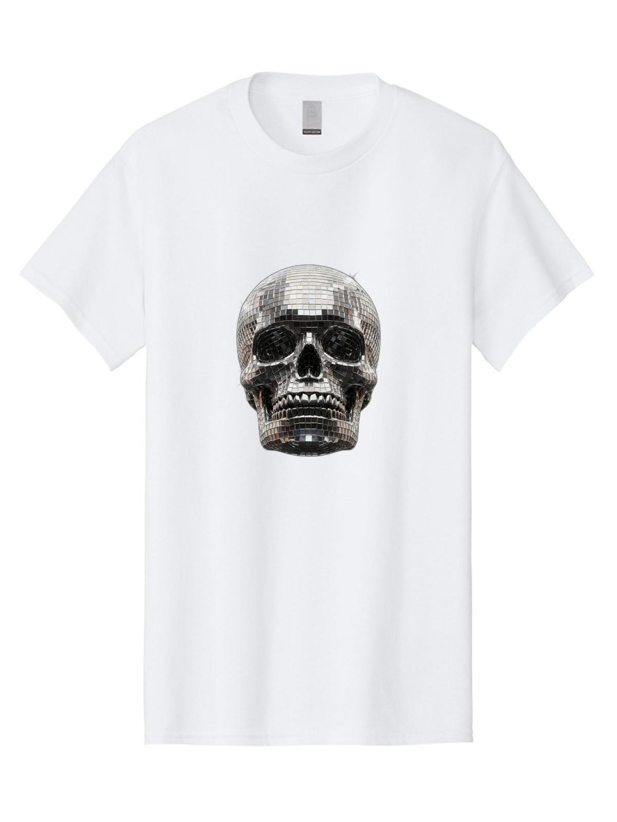 Disco-Ball-Skull Mens Graphic Tee, 100% Cotton, Casual Summer Wear S разноцветный