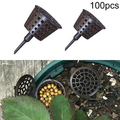 100 peças Cesta de fertilizante para vaso de flores com tampa Caixa de fertilizante portátil para acessórios de bonsai ao ar livre Balde de recipiente de fertilizante
