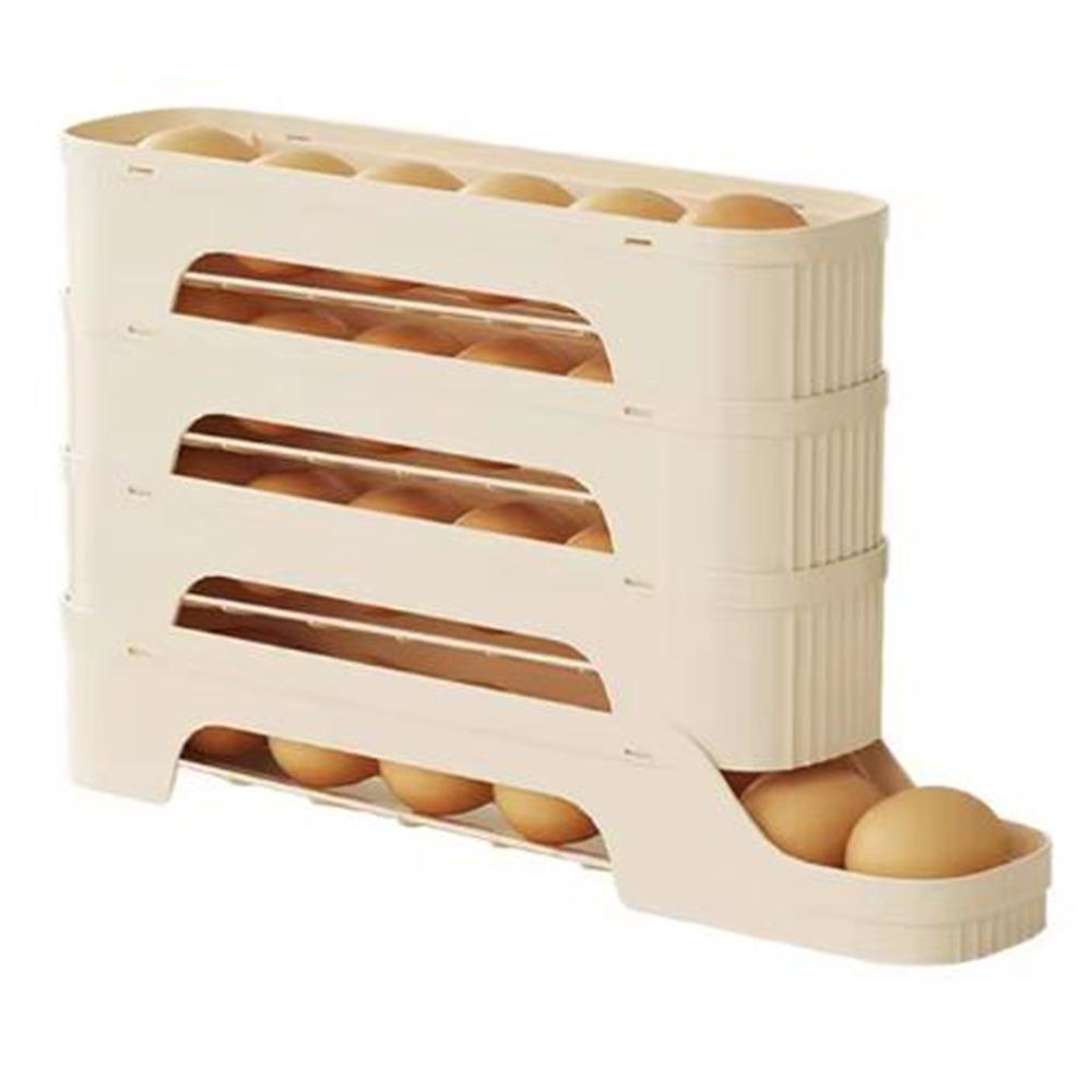 Large Capacity Auto Rolling Egg Organizer Plastic Egg Storage Box Portable Egg Roller Rack  Kitchen