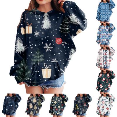 Sweatshirts For Teen Girls Hoodies Long Sleeve Drawstring Pullover Cute Oversized Hoodie Christmas Day