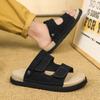 Fashion Fashionable Thick Soled Comfortable Men's Slippers Beach Vacation Casual Sandals Outdoor Non Slip Soft Leather Dual-use Slippers