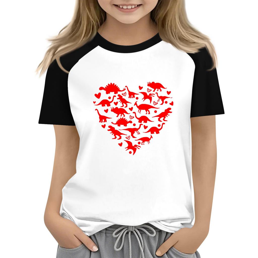 Oberteile für junge Mädchen 4-16 Jahre Rundhals Kurzarm Trendige Oberteile