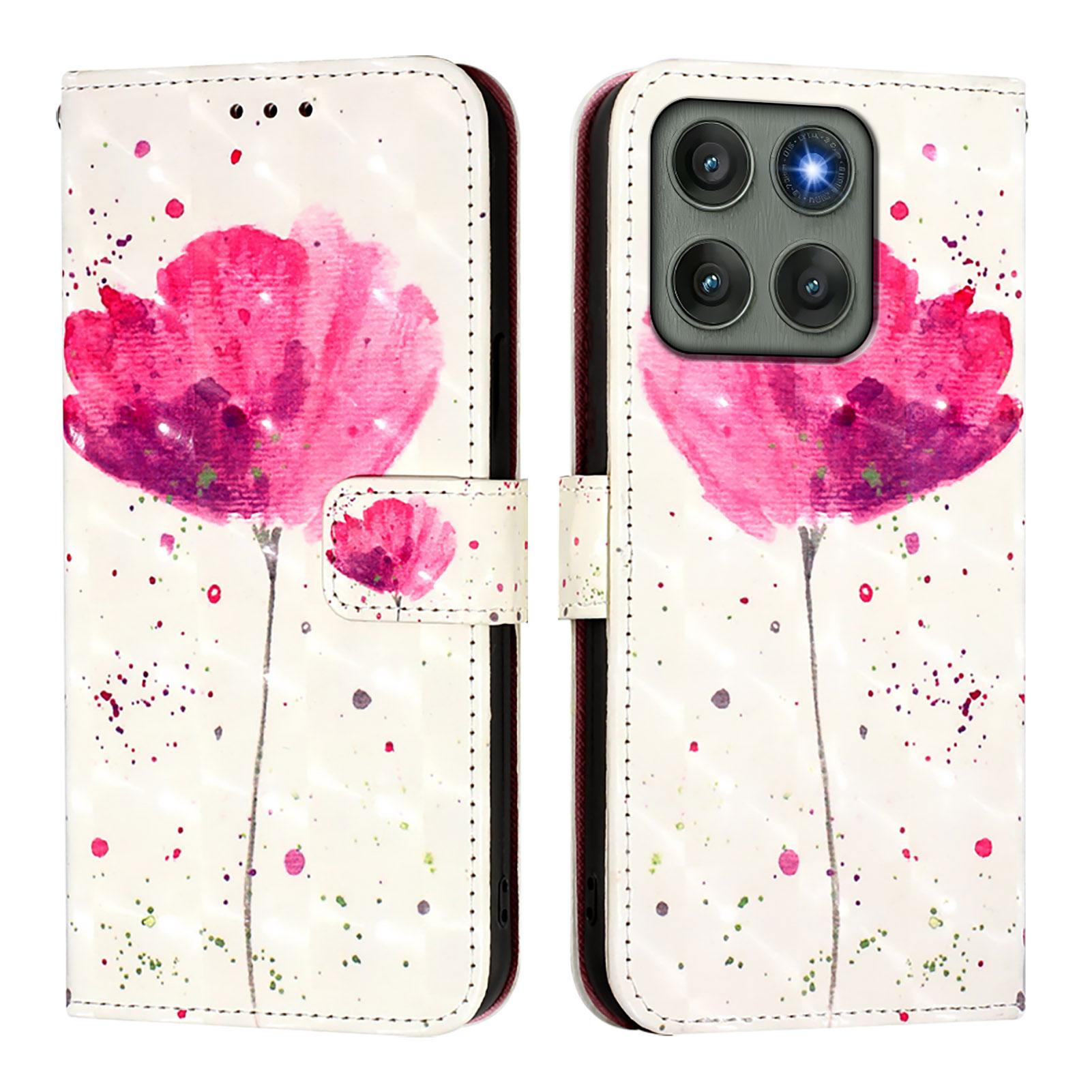 

For Motorola Edge 60 Pro 5G Leather Case Pattern Printing Wallet Stand Mobile Cover with Strap Flower