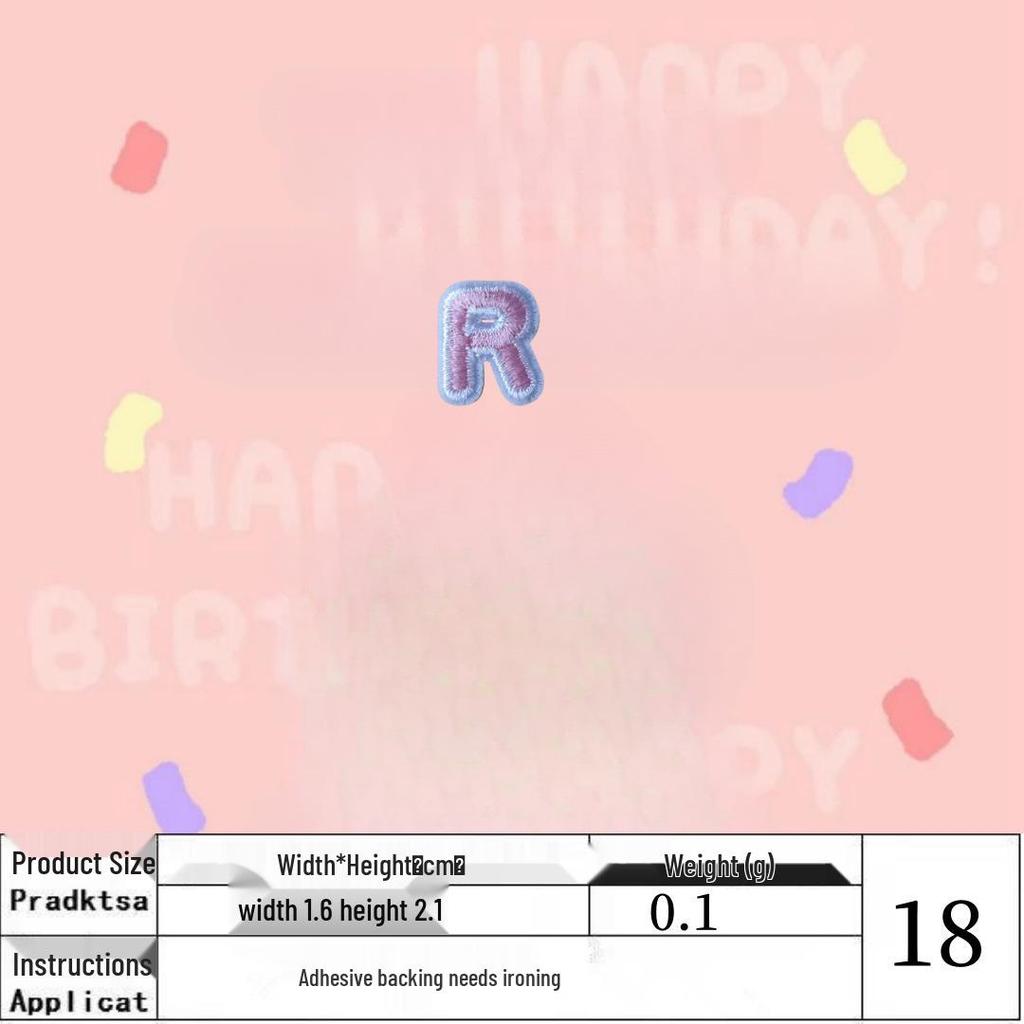 Pink English Alphabet Embroidered Iron-On Cloth Patch
