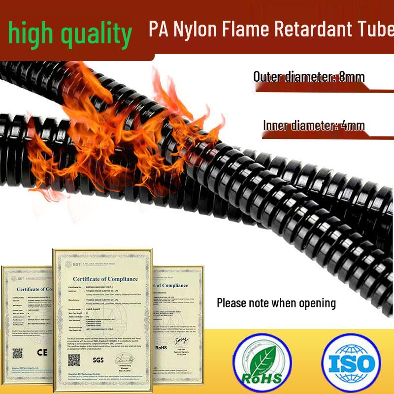 Flame Retardant PA66 Nylon Corrugated Pipe - Fireproof, UV & Wear Resistant Flexible Outdoor Cable Hose (AD21.2)