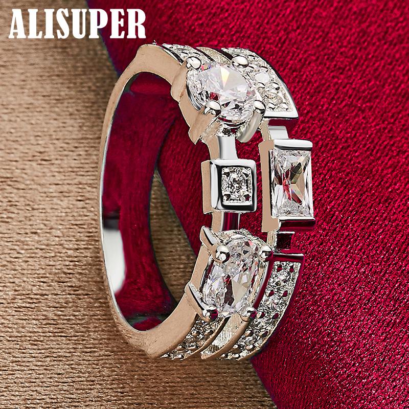 Šperky z kulatého čtvercového AAA Zirkonového prstenu ze stříbra 925 Sterling Silver