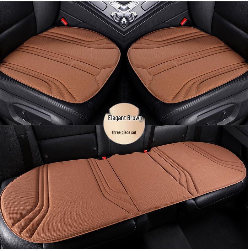 Three-Piece Seaweed Fiber Car Seat Cushion Set: Universal, Comfortable, Breathable, Non-Slip, All-Season Cover.