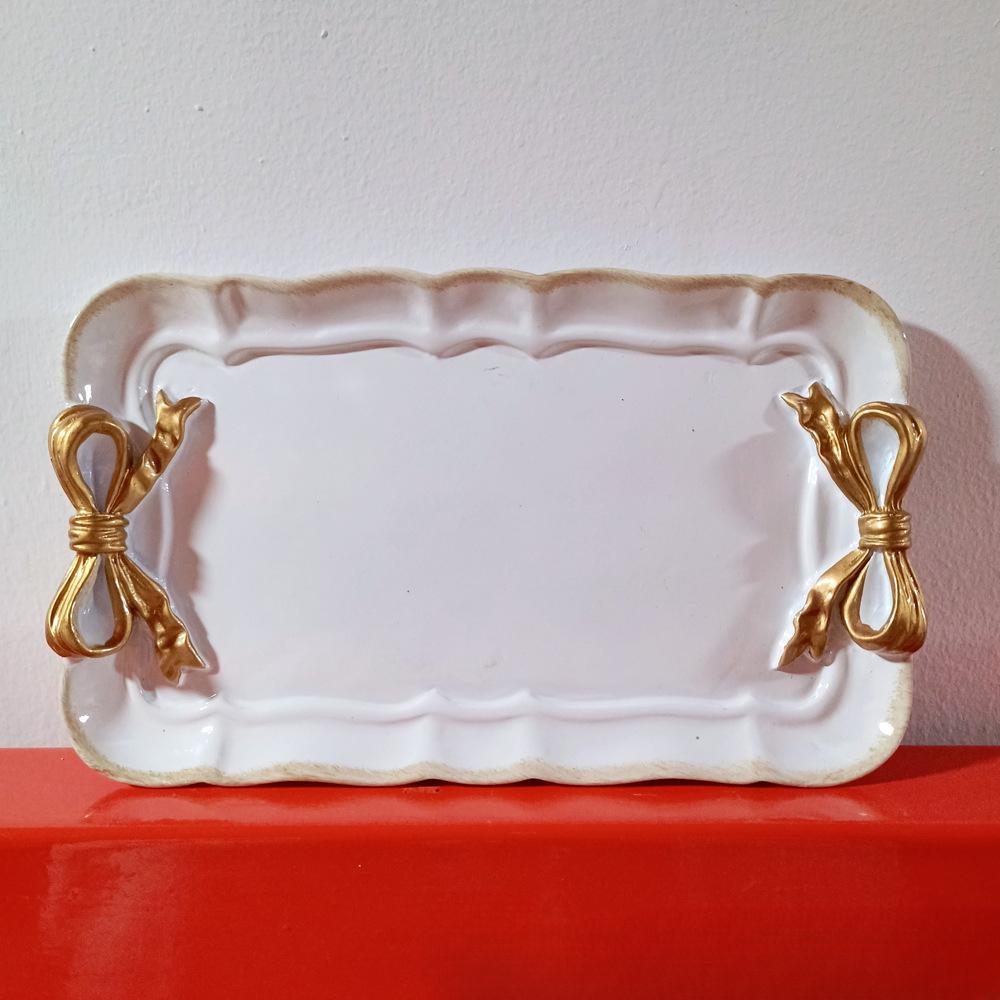Retro Dessert Plate Dessert Plate Bow Tie Tray Resin Home Fruit Plate Ornaments Plate Jewelry Tray Home Decor