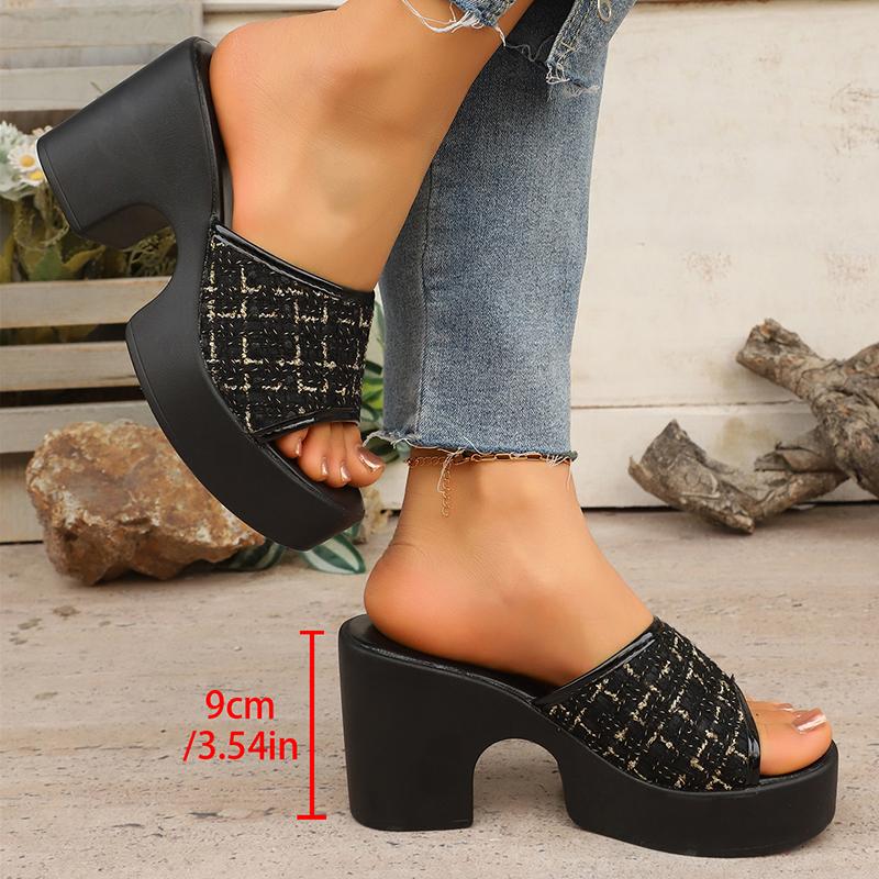 Chunky Platform Sandals Women Summer High Heels Mule Slippers Woman 43 Thick Heeled Outdoor Slippers