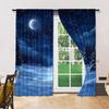 Set Of 2 Versatile Polyester Transparent Curtains Home Decoration Night Sky Snow Scene Use Bedrooms Living Rooms Curtain For Sitting Room Made