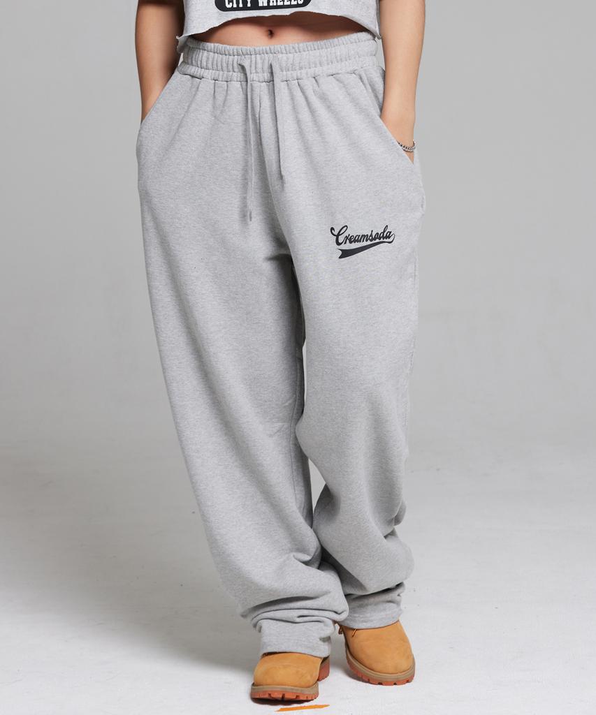 CREAM SODA LAB Authentic Logo Carpenter Bermuda Sweat Wide Pants Grey