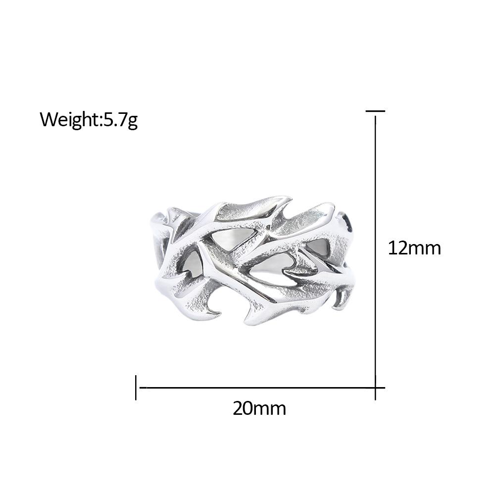 Trendy Charm Hollow Crown of Thorns Ring 316L Stainless Steel Simple Unisex Punk Rock Charm Jewelry Gift