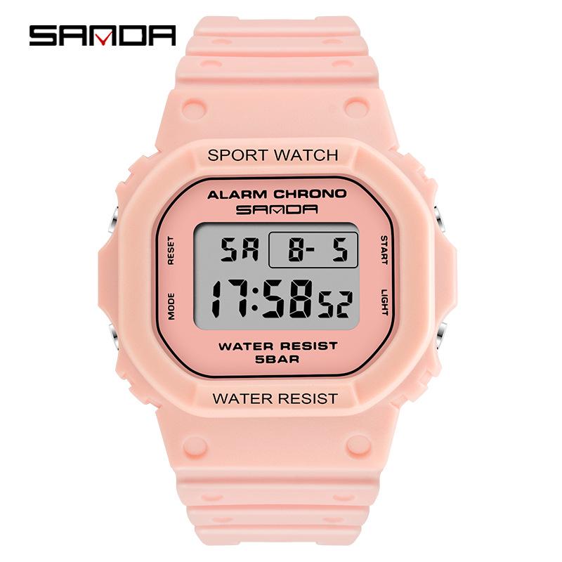 Sanda Square Multifunctional Waterproof Luminous Sports Watch for Men & Women - Fashionable Student Wristwatch