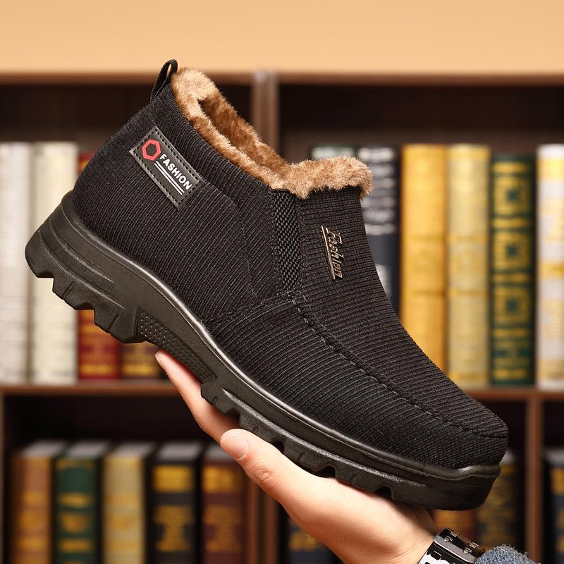 Winter old Beijing cloth shoes large size men's cotton shoes warm and piled thickened trendy versatile non-slip casual men's shoes